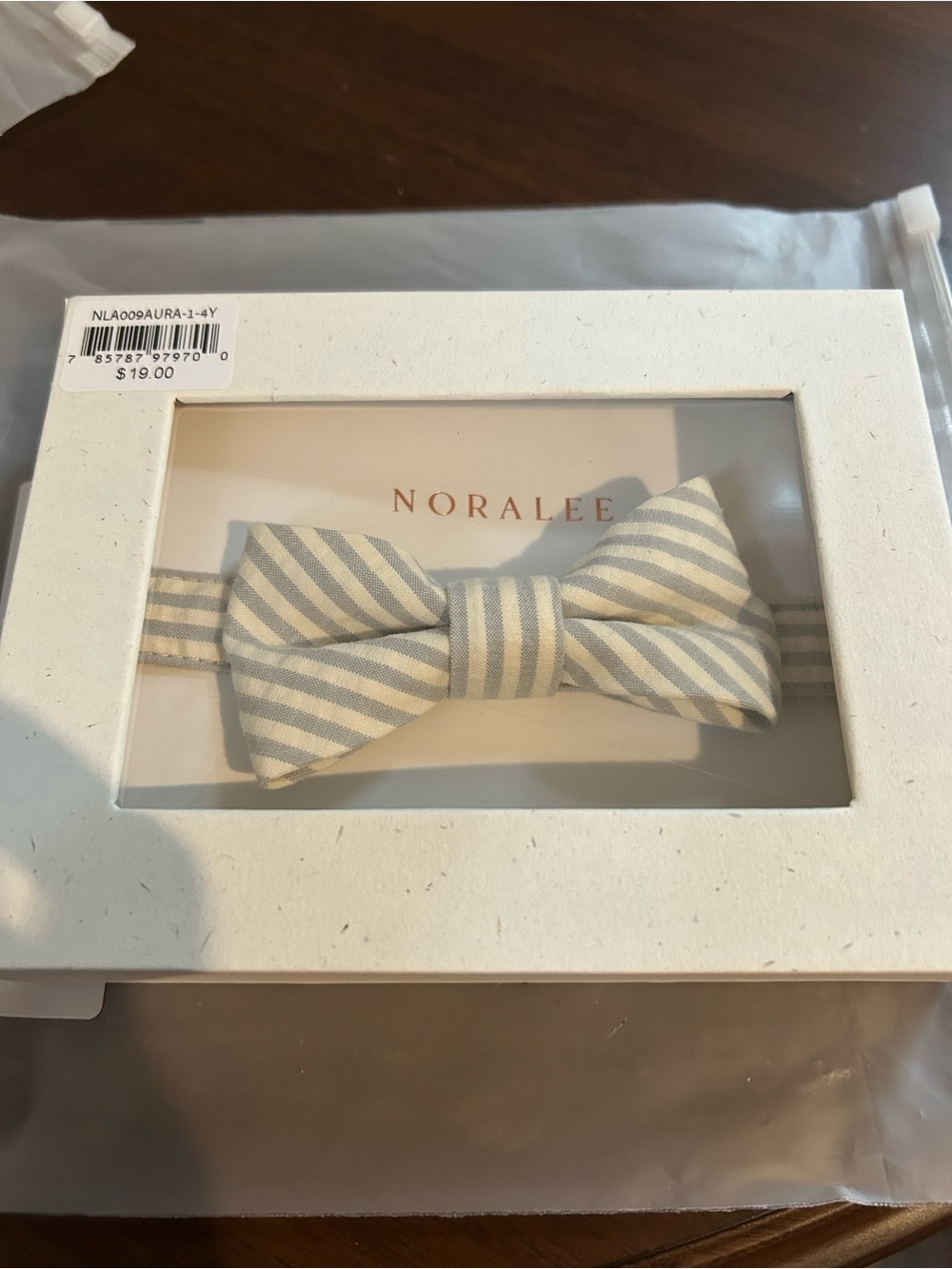 Baby Striped Bow tie- Gray & White